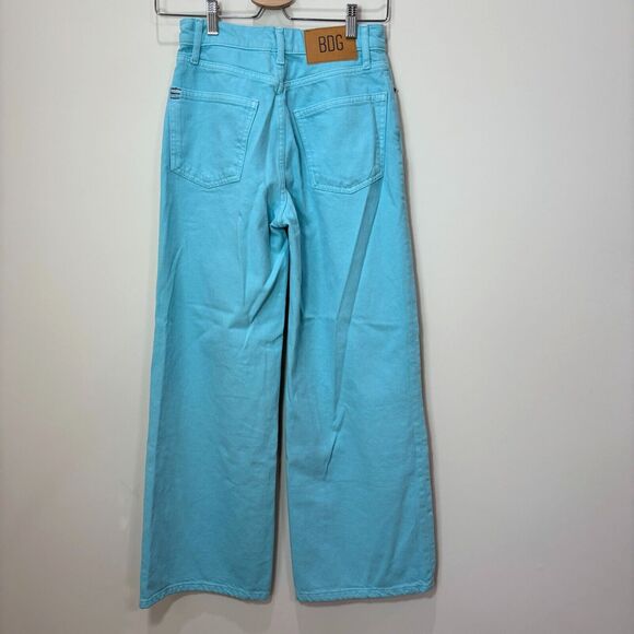 BDG Urban Outfitters High Rise Wide Leg Turquoise Blue Colored Jeans 25 Baggy - Picture 2 of 14